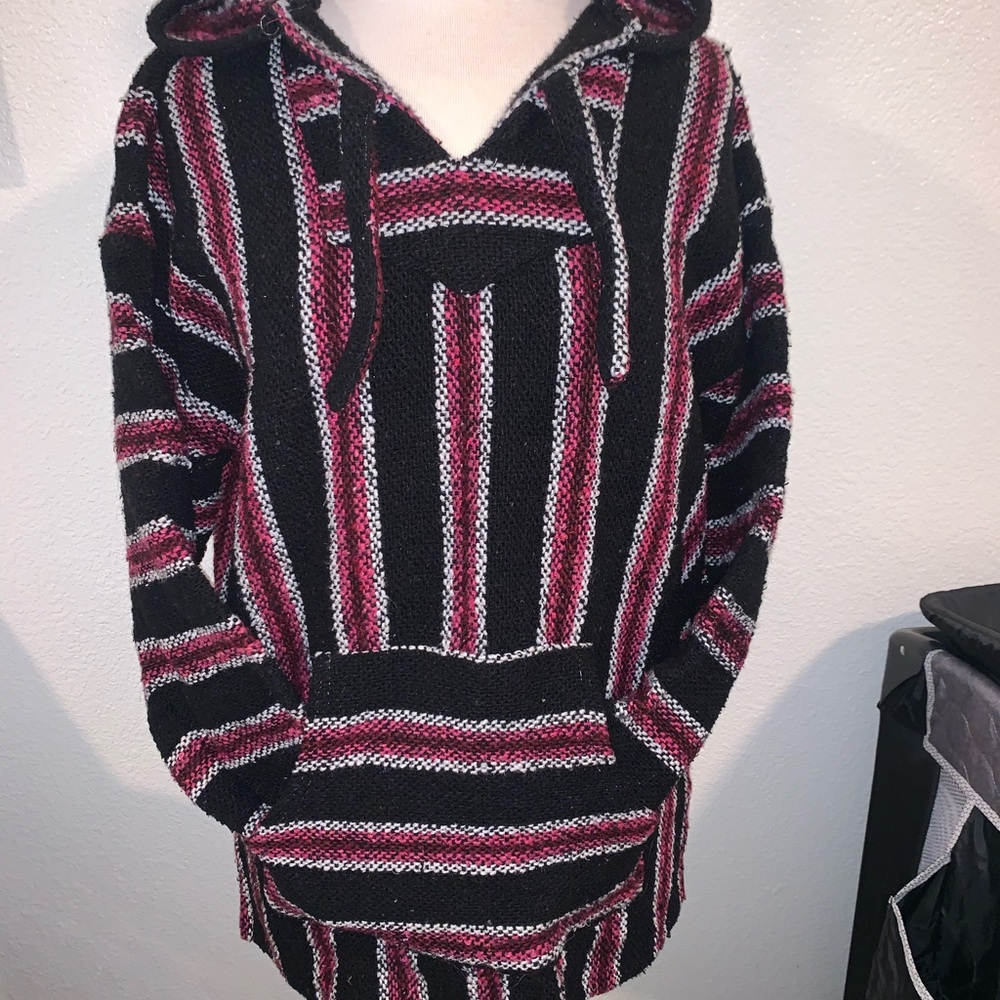 LOWER PRICE 🌟 Baja Hippie Hoodie- Black & Pink